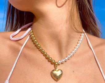【VINTAGE HOLLYWOOD】Bumpy Heart Half Pearl Necklace il_340x270.5748210429_1hqy.jpg