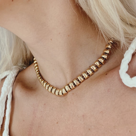 Thick Gold Choker Lightweight Rectangle 