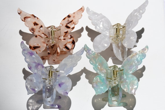 Butterfly Hair Claw Butterfly Hair Clips Medium Acetate Claw Clip Statement Hair Clip Tortoise Shell Hair Clip Hair Clip for Thin Hair Etsy UK