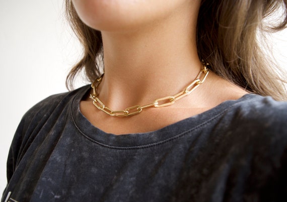 Women's Gold Extra Chunky Chain Detail Necklace