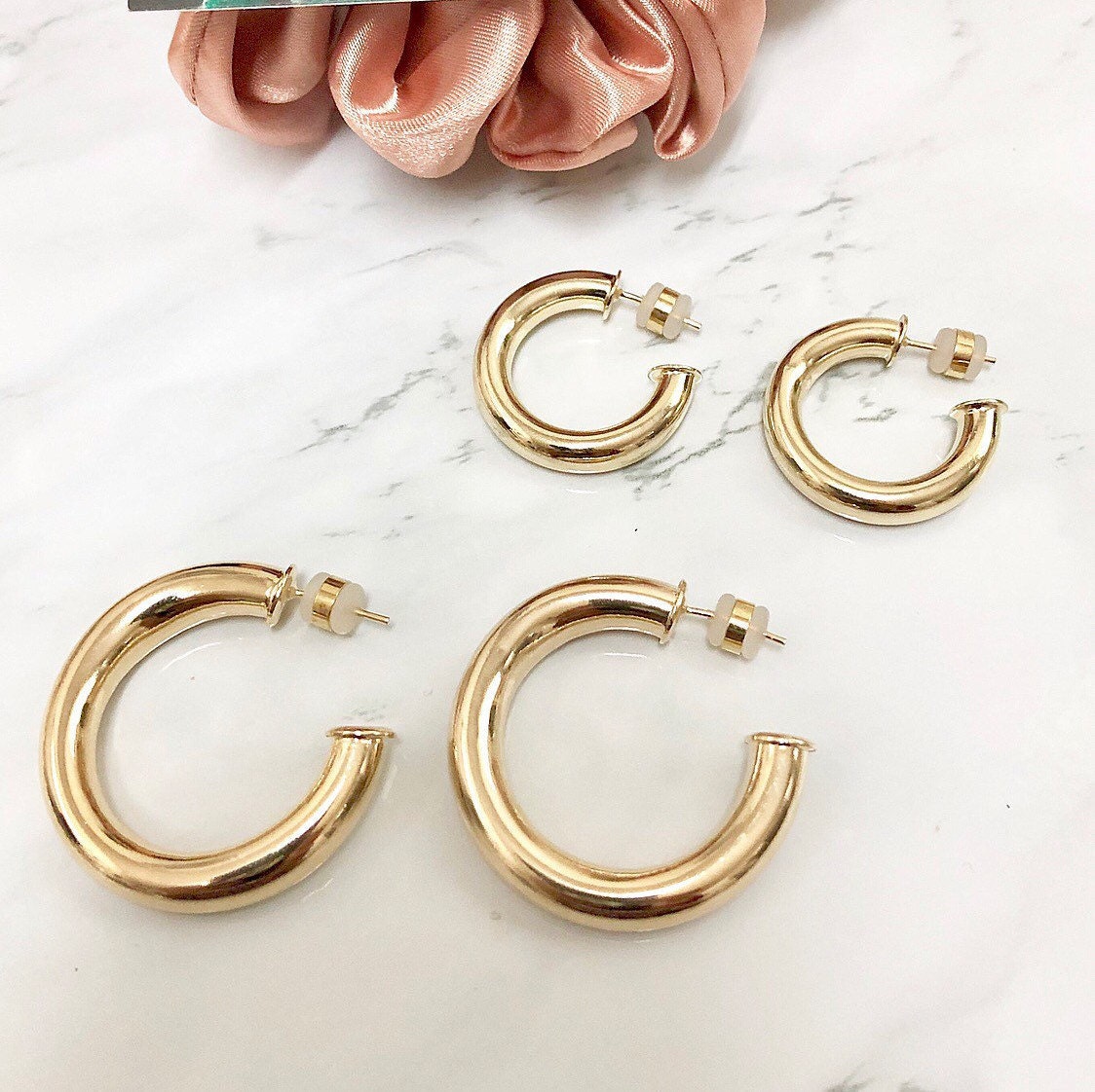 Open Chunky Gold Hoops | 4mm Thick 18k Gold Filled | 1.4 Diameter