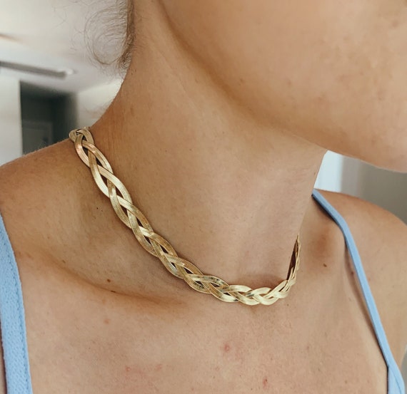 Jewelry | Twisted Gold Plated Herringbone Necklace | Poshmark