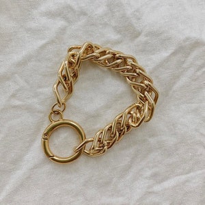 Circle Lock Chain Bracelet or Necklace | Thick Gold Necklace or Bracelet Circle Lock Chain | Thick Gold Chevron Chain | Gold Necklace