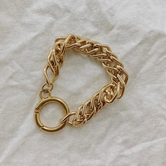 Circle Lock Chain Bracelet or Necklace Thick Gold Necklace or Bracelet  Circle Lock Chain Thick Gold Chevron Chain Gold Necklace 