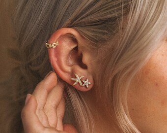 CZ Studs, Cz StarFish, Cz Studs, Gold Filled Studs, Jóias Gold Filled, Gold Studs, Starfish Studs, Gold Starfish, Studs