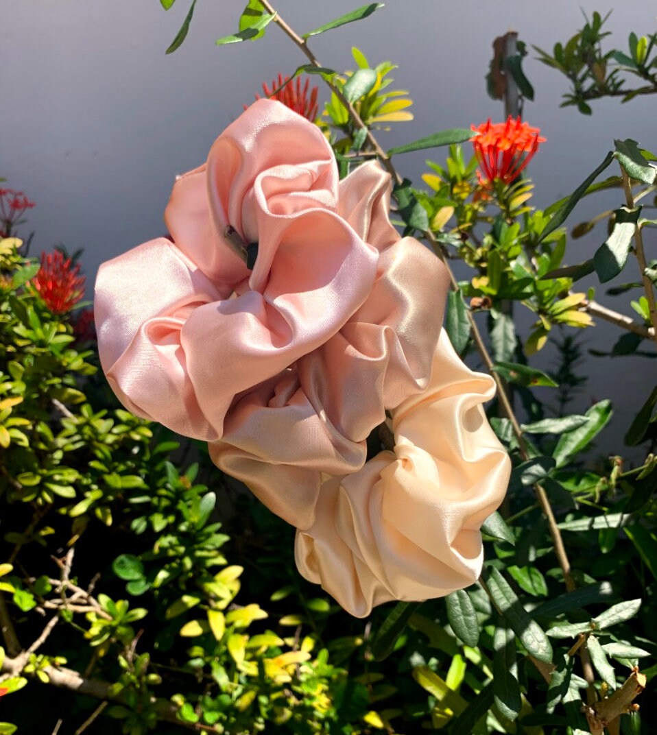 Perfect Silk Satin Scrunchy Rose Pink Scrunchy Cream Silky - Etsy