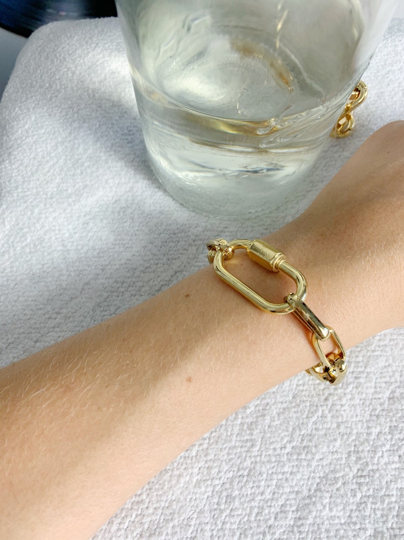 Twister Lock Bracelet Gold Thick Screw Lock Carabiner Etsy