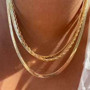 Herringbone chain | Gold Chain Necklace | Layering Necklace | Herringbone Necklace | Snake Chain | Flat Chain Necklace | Skinny Rope Chain