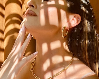 4mm Thick Gold Hoops | Gold Hoop Earrings | Thick Gold Hoop Earring | Small Hoop Earring | Chunky Hoop Earrings | 18k Gold Filled Hoops