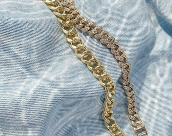 Diamond Cuban Link Bracelet Gold Curb Bracelet, CZ Cuban Bracelet, Thick Cuban Bracelet, Cubic Zirconia Cuban Bracelet, Miami Cuban Bracelet