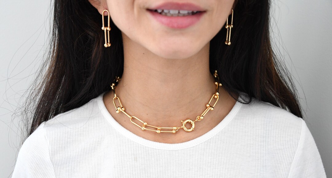 Ulock Chain Gold Lock Chain Gold Chain Ulock Necklace Gold Carabiner