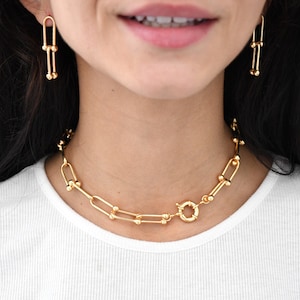 Gold Gliederkette Halskette | Gold Verschlusskette | Goldkette | Gold Karabiner Halskette | Gold Karabiner | Geschenk für sie