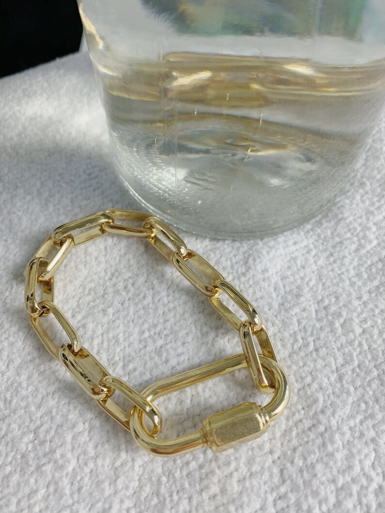 Twister Lock Bracelet Gold Thick Screw Lock Carabiner Etsy