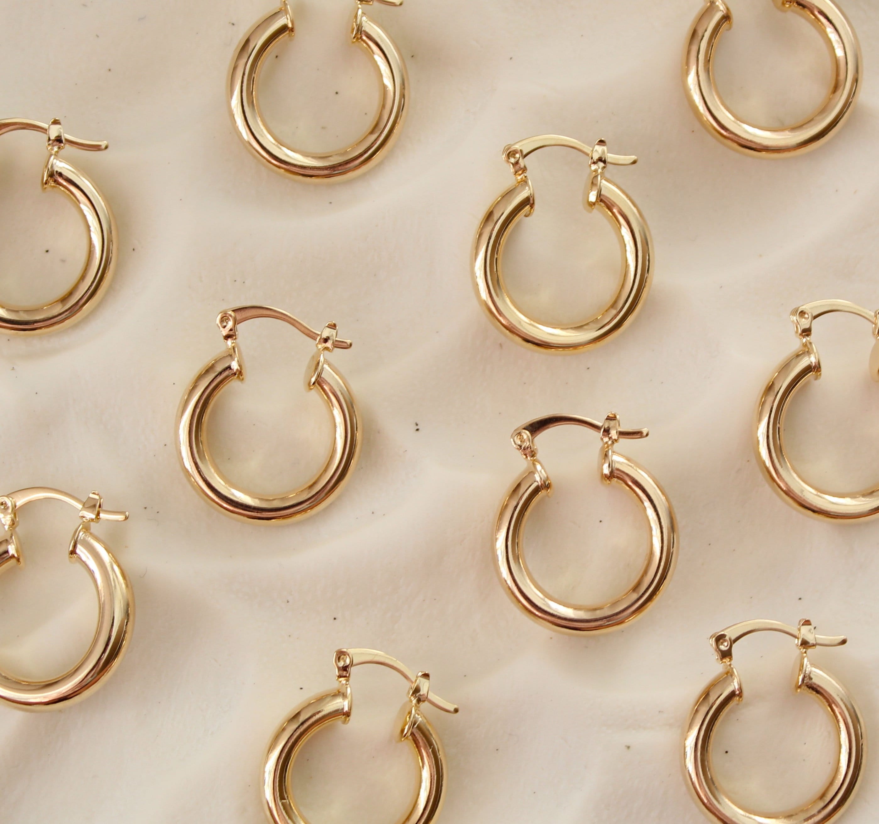 4MM Hoop Earrings | Small French Hoops | Classic Thick Hoops | Gold Hoops | Lever Hoop Earrings | 18K Gold Layered | Everyday Earrings Gift