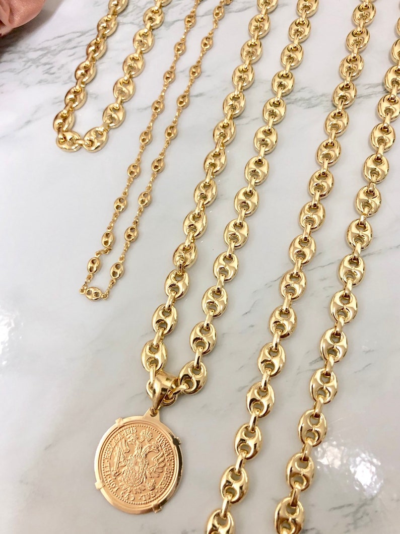Gucci Style Layered Chain 18k Gold Filled Chunky Layered Etsy