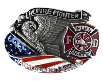 New Vintage Style Enamel Fire Firefighter Belt Buckle also Stock in the CA