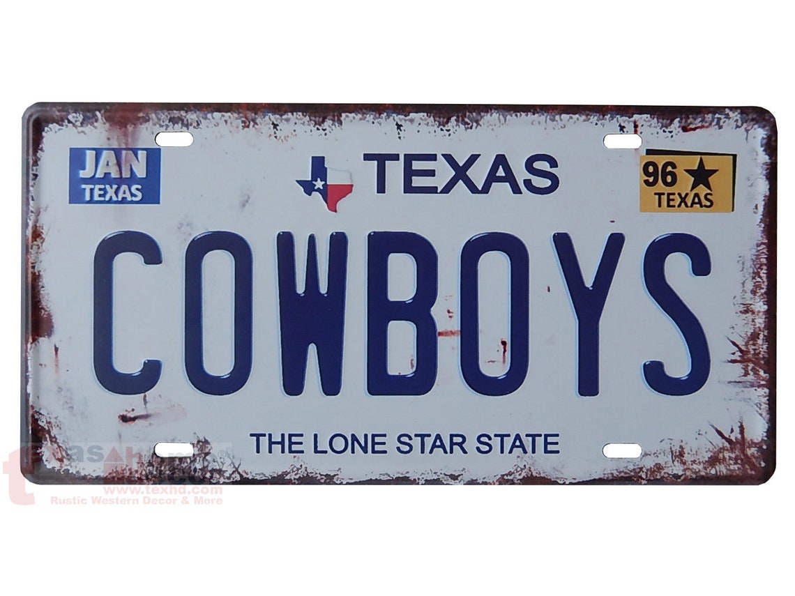 Dallas Cowboys License Plate Rustic Embossed Tin Metal Texas Etsy