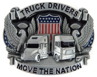 Tow Truck Belt Buckle Vintage 1981 USA Trucker Driver Roadside Assistance Towing Service