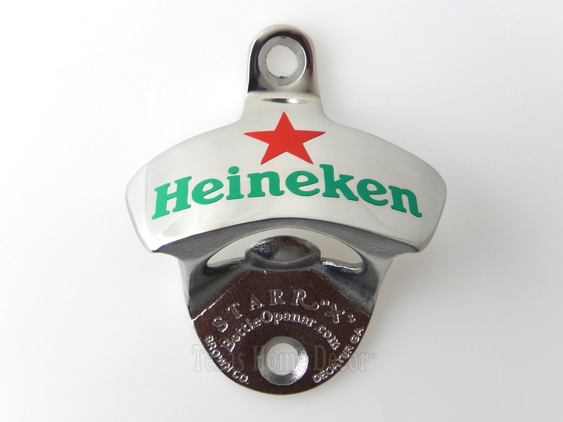 Heineken Beer Bottle Opener Solid Stainless Steel Wall Mounted Etsy