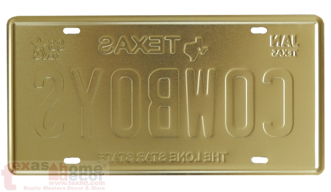 Dallas Cowboys License Plate Rustic Embossed Tin Metal Texas Etsy