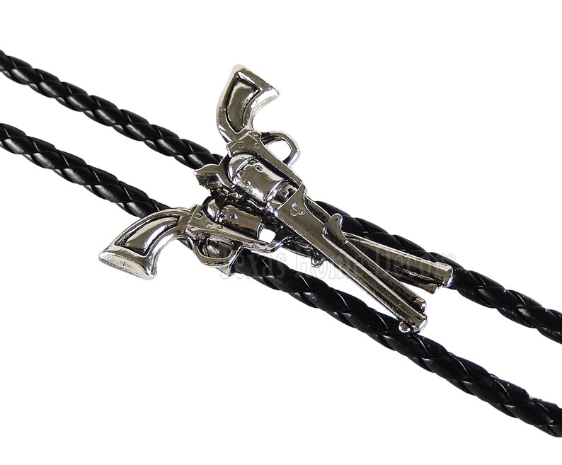 Crossed Guns Bolo Tie Western Revolver Pistols Etsy
