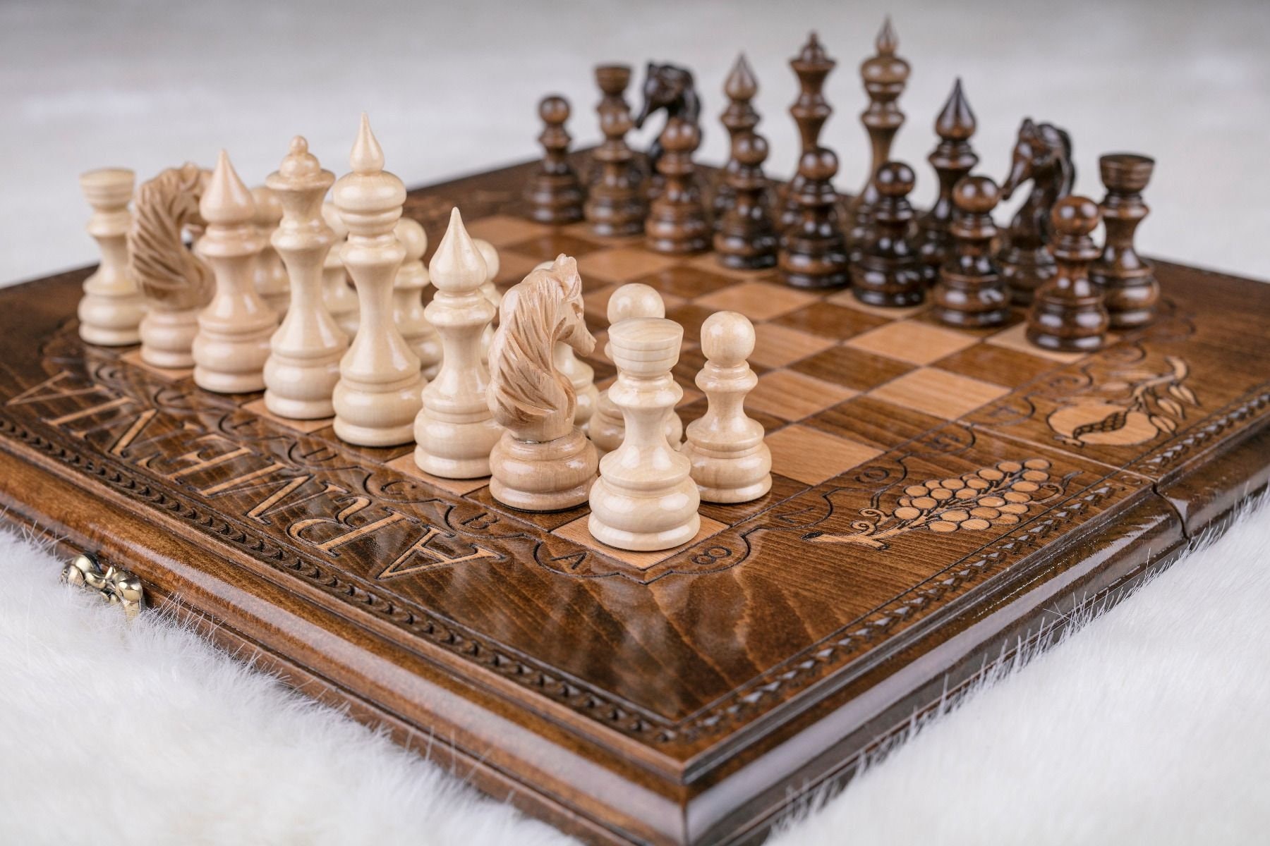 Chess Unique Armenian Handmade Chess from Natural Beech Wood