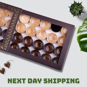 Handmade Wooden Backgammon and Checkers Pieces for Board Chip Set for Backgammon, Draughts Pieces