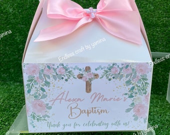 Baptism  flowers favor box or gable box, any theme can be done.