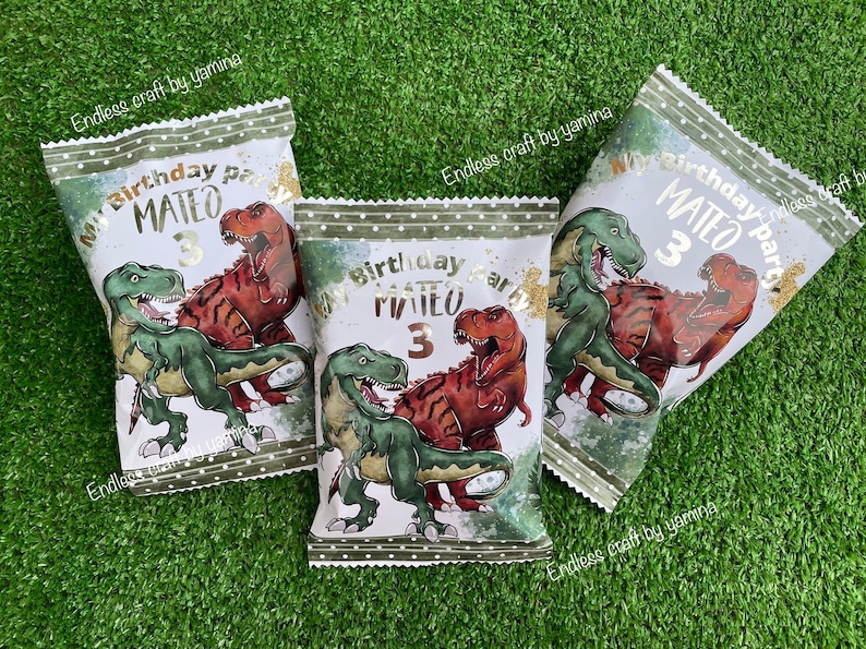 Dinosaurs Chip Bags Wrappers set of 12. Etsy