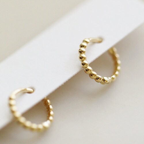 Pearl Hoop Earrings Solid 14k Gold Pearl Hoops Small Gold Etsy