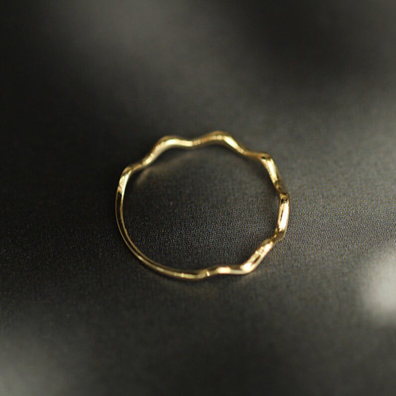 14K Solid Gold Stackable Dainty Ring 14K Real Gold Stack Etsy