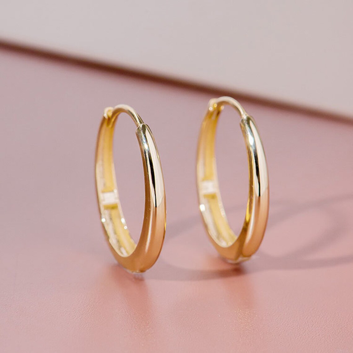 14K Gold Hoop Earrings 14K Solid Gold Hoop Earrings for - Etsy