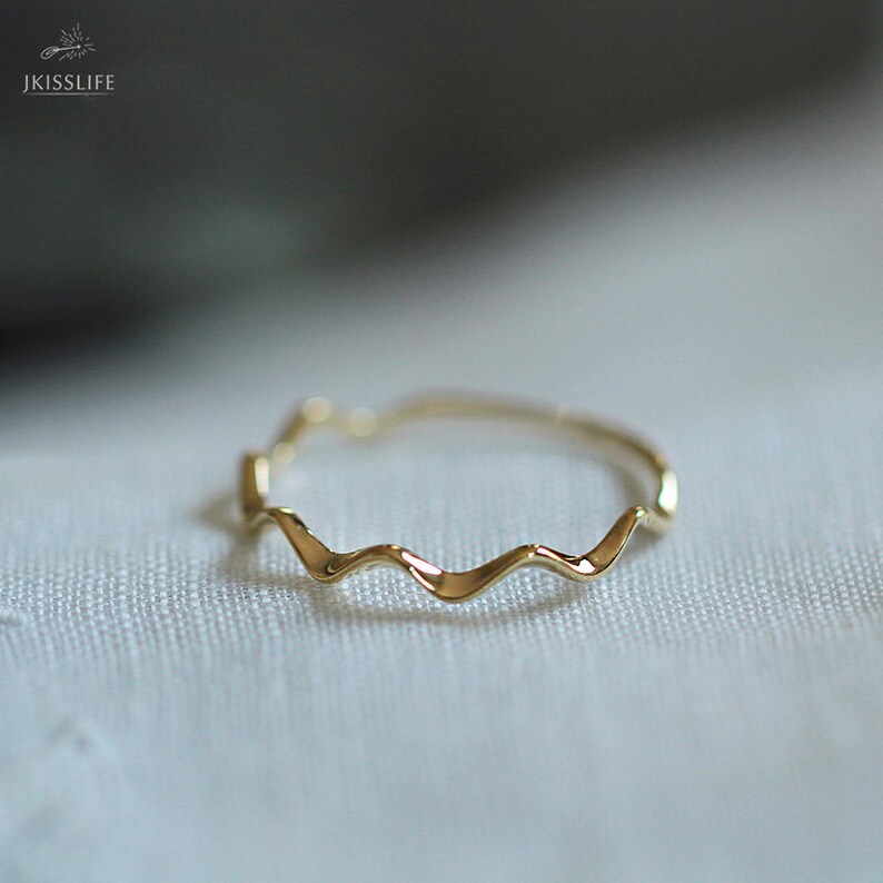 14K Solid Gold Stackable Dainty Ring 14K Real Gold Stack - Etsy