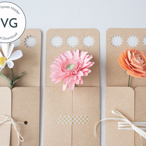 Paper Flower Holder SVG for Cricut and Silhouette Envelope Etsy