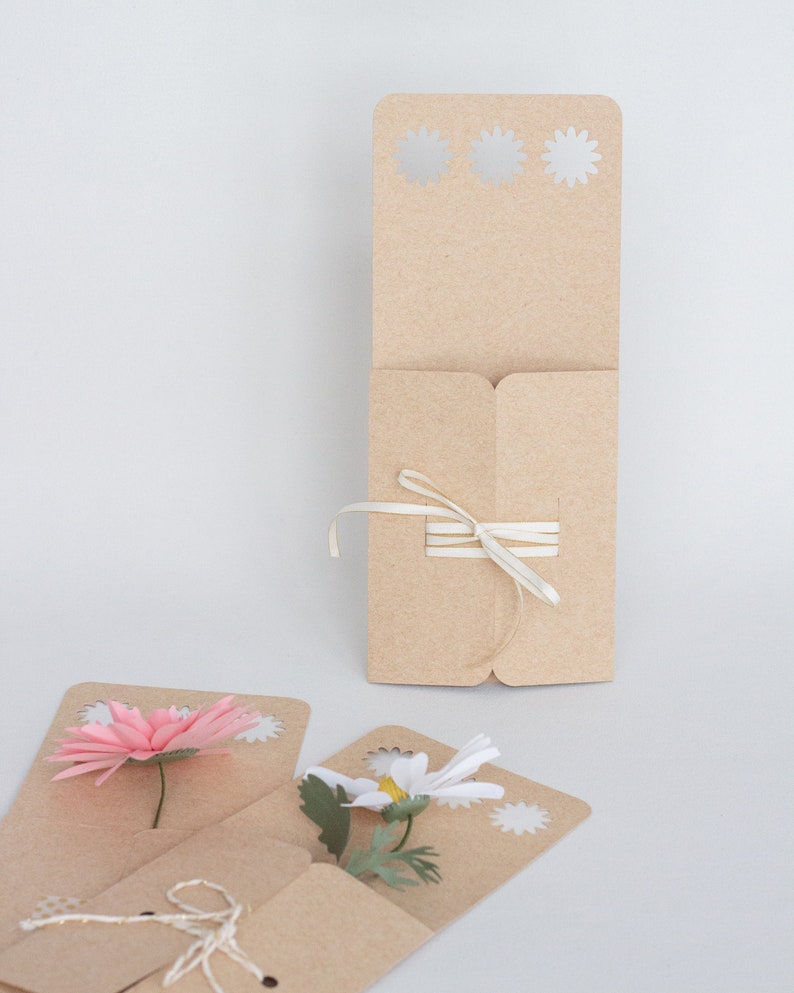 Paper Flower Holder SVG With Daisies Handle for Cricut and Etsy