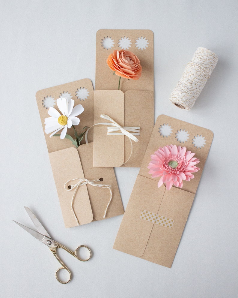 Paper Flower Holder SVG With Daisies Handle for Cricut and Etsy