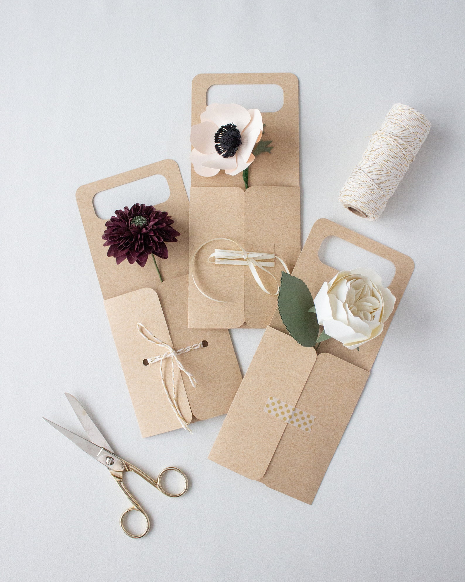 Paper Flower Holder Rectangle Handle Mini Online for Etsy