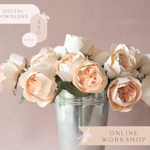 Il workshop online Paper Juliet Rose Flower per Cricut e Silhouette include l'elenco dei materiali dei tutorial video dei modelli SVG Studio3