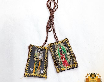 San José & Guadalupe Scapular - Handmade Mexican Devotional Art / Escapulario San José y Guadalupe - Arte Devocional Mexicano Hecho a Mano
