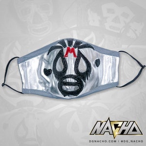 Mil Mascaras Silver and Black Luchador Face Cover