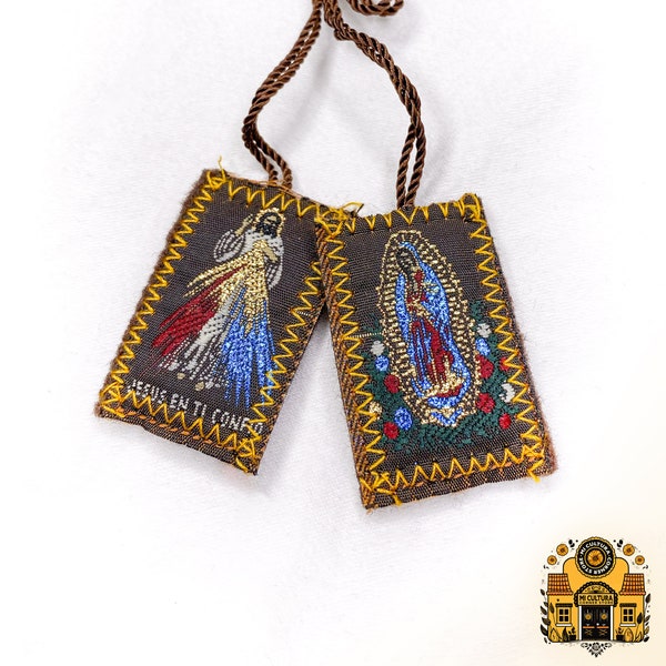 Escapulario de La Virgen de Guadalupe y Jesus / Scapular of Our Lady of Guadalupe and Jesus Necklace Collar