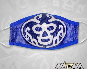 Huracan Ramirez Luchador Blue and White Wrestler Face Cover