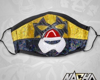 Super Muñeco Gold and Black Mexican Luchador Style Face Cover