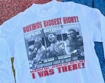 Vintage 2003 Boxe Biggest Fight Night Hopkins Joppy Mayorga Spinks Rahman Atlantic City New Jersey manches longues graphique chemise taille grande