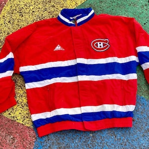 Jaqueta corta-vento isolada vintage Montreal Canadians NHL Hockey Apex One dos anos 90, tamanho L/XL