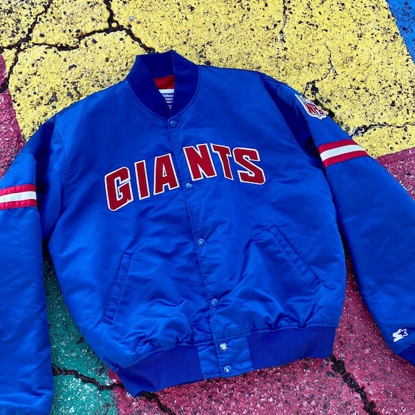 Vintage 90s New York Giants NFL Football Starter Button Down Satin Pro Line Jacket USA XL