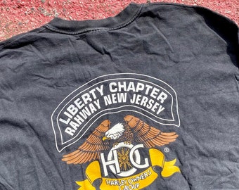 Vintage jaren 90 Harley Davidson Owners Group New Jersey HOG Motorcycle Biker 90s grafisch shirt met lange mouwen, maat XL