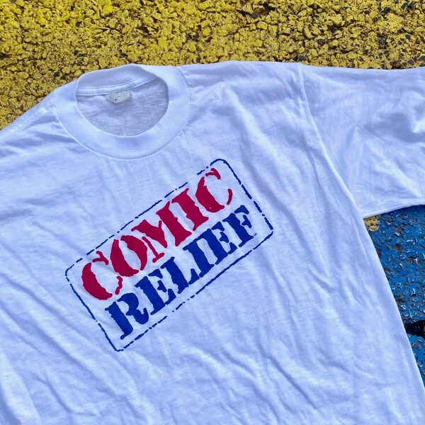 Vintage 80s 90s Comic Relief Funny Comedy Humor Promo Logo Graphic Shirt USA Size Medium