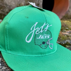 Vintage 90s New York Jets NFL Football Script Helmet AJD Snapback Hat NWT One Size