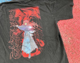 Vintage 2002 Rurouni Kenshin Legend of Kyoto Y2K Anime Samurai ODM Graphic Shirt Size M/L
